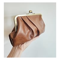 Image 2 of Cognac Pleated Leather Handbag/Clutch