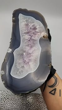 Image 4 of 6.2lb Large Agate with Amethyst Druzy Rough Edge Slab Natural Crystal 