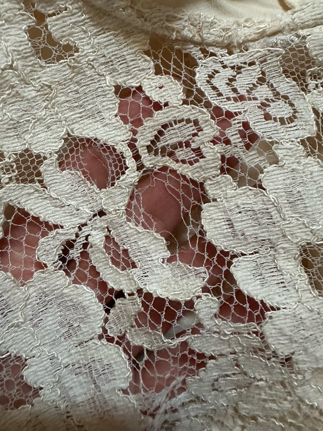 70s cream silk and lace blouse