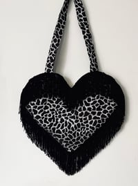 Image 3 of 🖤 Silver & Black Heart Bag – Tassel Fringe Statement