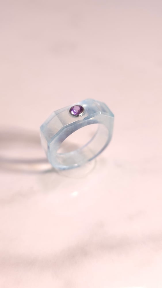 Image of Aquamarine signet with Sapphire 