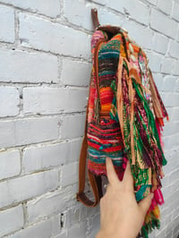 Image 6 of 2-Frill sari Bohemian Back Pack with adjustable leather strap