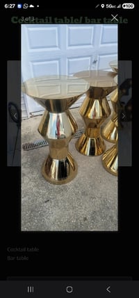 Image 2 of Gold Stainless Steel cocktail luxury tables  for rent only 