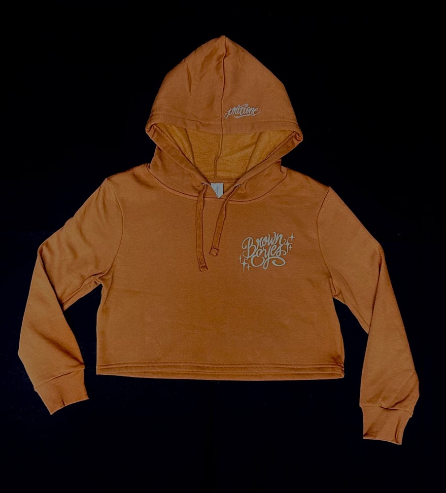 Image of “Brown Eyes” Crop top hoodie by PritiOne