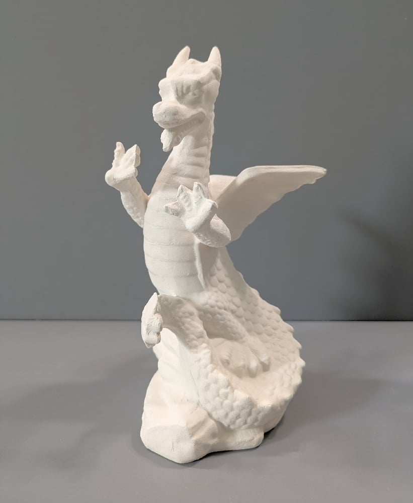 Image of Ceramic Bisque Horned Dragon Ready to Paint
