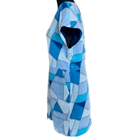 Image 4 of Armani Exchange Mulberry Silk Blue Geometric V Neck Dress - Size Small