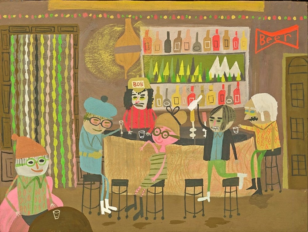 Image of Bar Fly - original gouache painting.