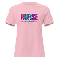 Image 2 of Women's Relaxed T-Shirt, Nurse Love, Inspire, Heal Uplifting Colorful Tee