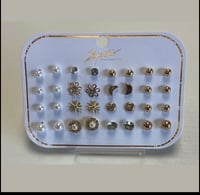 16 Pair Multi Stud Earring Set with /w
