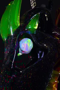 Image 2 of Opalized dragon with uv horns m, uv teeth & 4mm cotton candy opal eyes 🔥