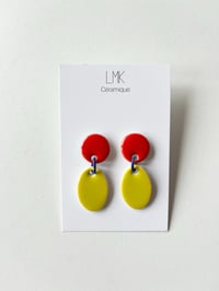 Paire de boucles d’oreilles céramique TOTEM OVALA PM rouge et citron