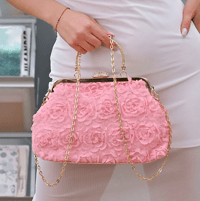 Pink Floral Evening Handbag