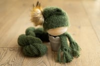 Image 1 of Christmas Evergreen Slouchy Bonnet + SCARF