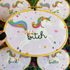Unpleasant Unicorn 3x5" Hand Embroidery