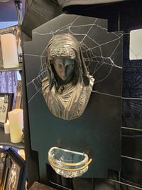 Image 1 of Beautiful Large vintage ‘MARY’ water font with preserved spider web