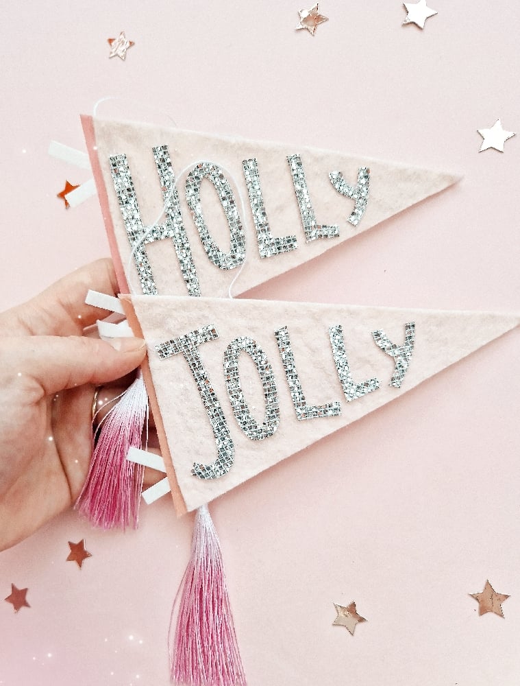 Image of Holly Jolly Christmas Pennant Set.