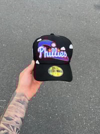 Image 2 of BLACK PARTLY CLOUDY PHILADELPHIA PHILLIES CUSTOM FITTED CAP