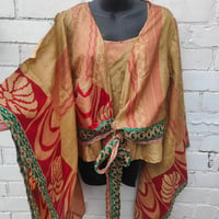 Image 5 of Kimono and cami top Set-red and beige