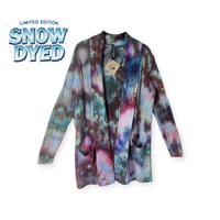 Image 1 of M Sweater Cardigan w/ Pockets in Dark Watercolor Snow Dye