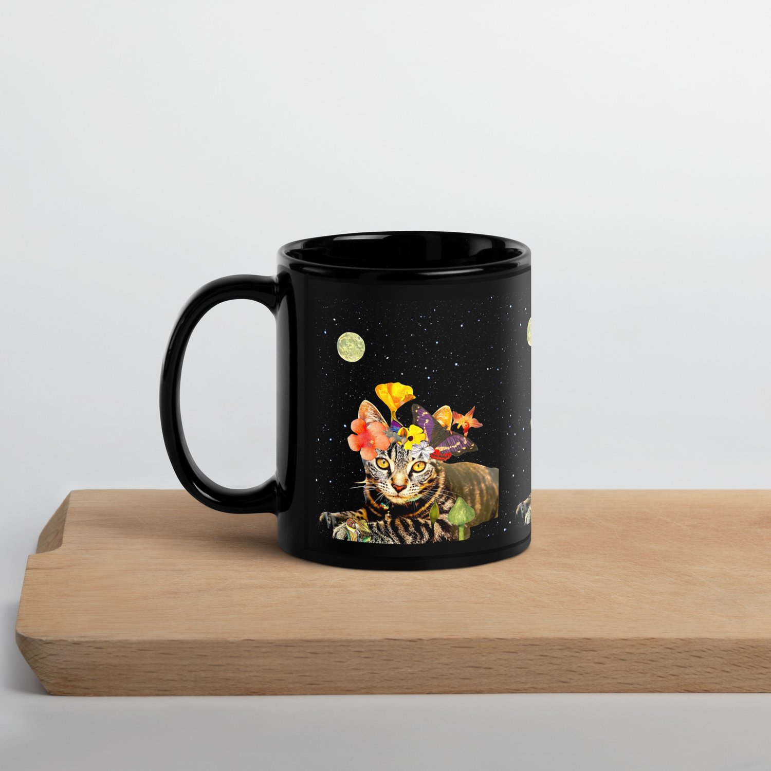 Image of Frida Cat-lo - Black Glossy Mug - 2 Size Options