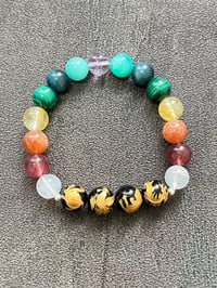 Image 5 of Gold-Carved Four Divine Beasts  x Seven Chakra  Bracelet 10mm