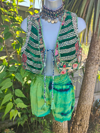 Image 3 of Mini Cropped Mykonos jewel Green- upto size 10 uk 