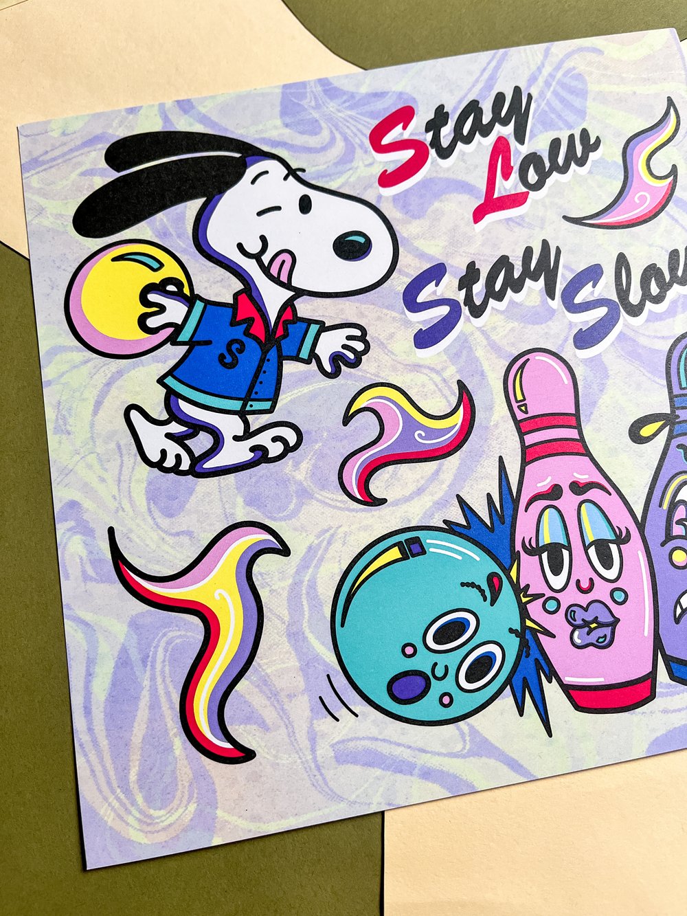 Image of Stay Low Stay Slow Bowling Dog Print