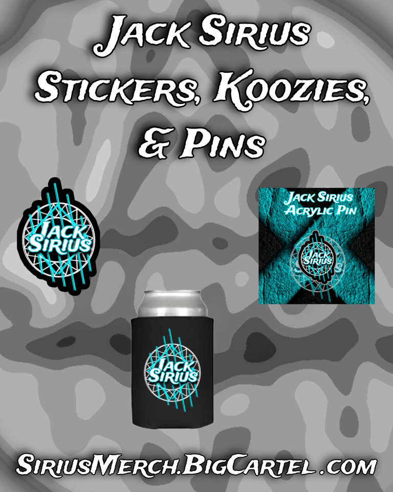 Jack Sirius Can Koozies, Pins, & Stickers (Blue)