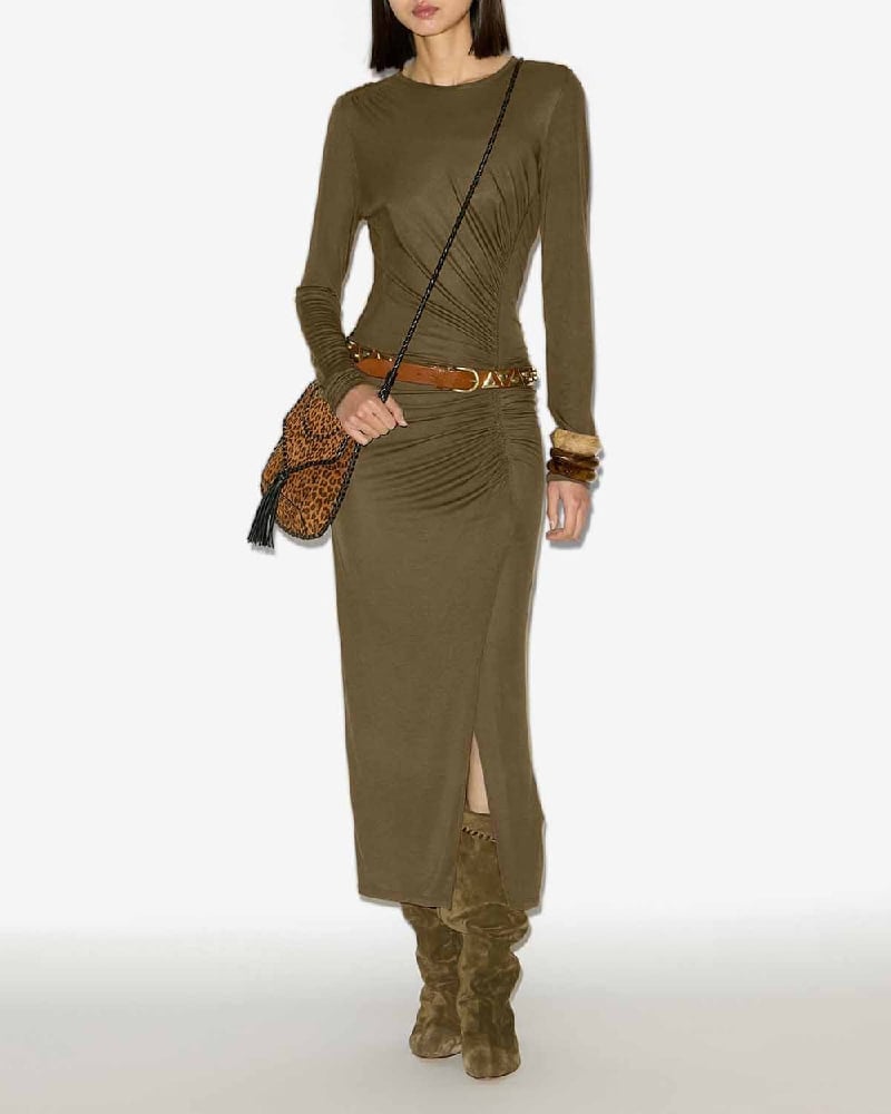 Image of ISABEL MARANT JELINA DRESS KHAKI