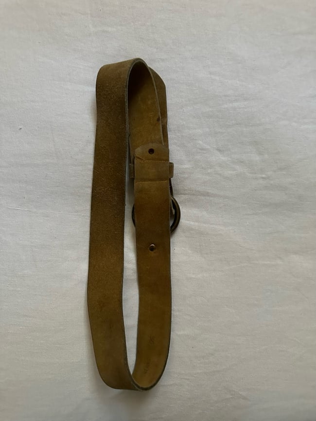 early 1970s golden suede "O" ring belt