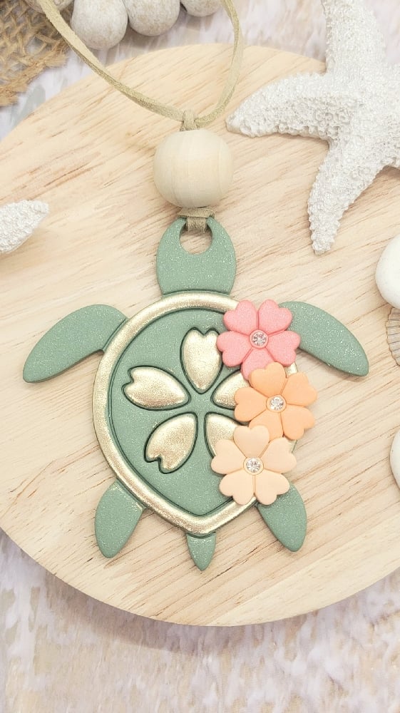 Image of Floral Reef Turtle Car Hanger