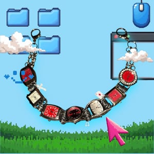 Image of Red and white wallet chain 