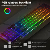 Image 3 of 98-Key Wired Gaming Keyboard RGB Backlit Ergonomic