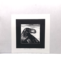 Original Linoleum Block Print “Black Crow”