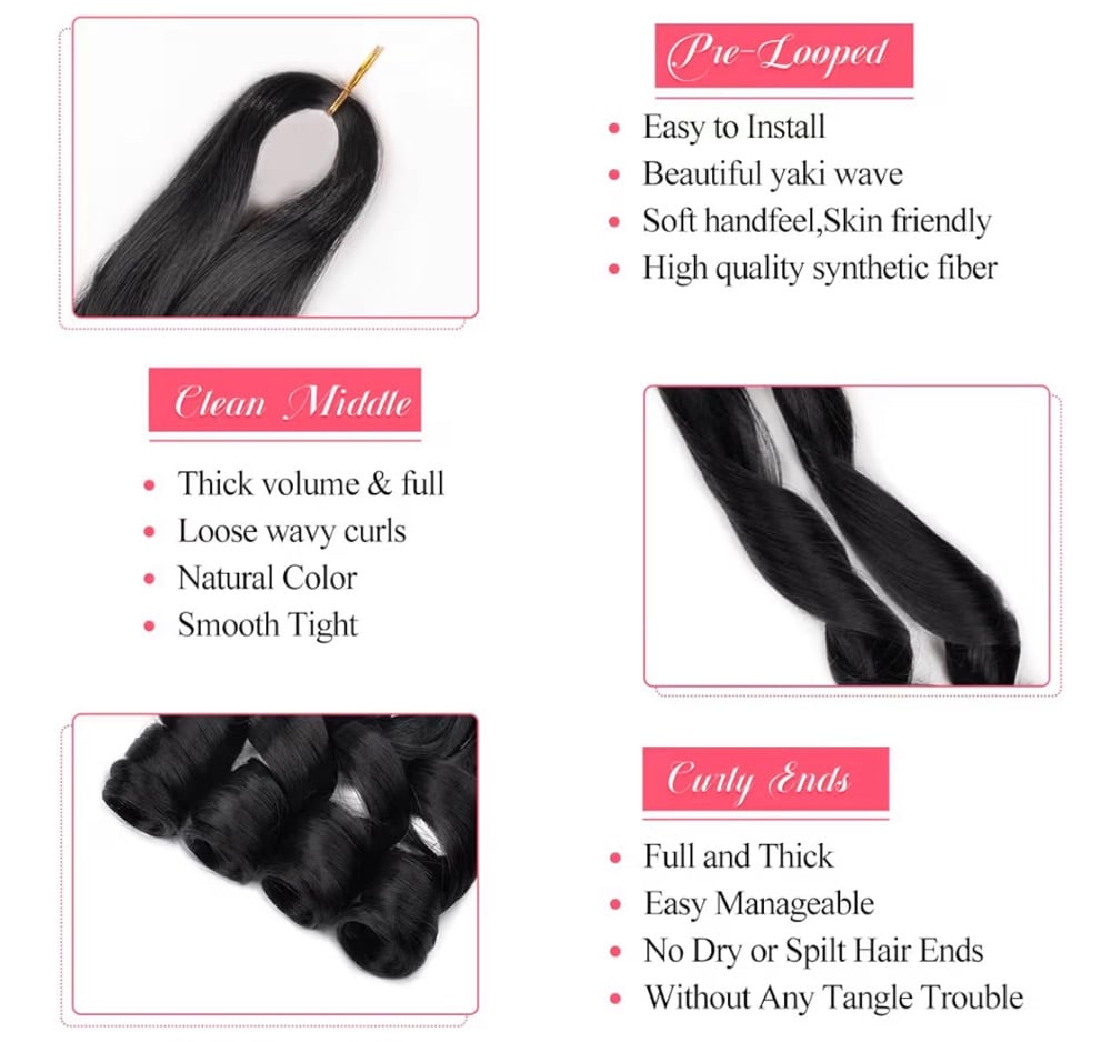 Image of 18 Inch French Curly Braiding Hair 8 Packs  Synthetic French Curls for women 18Inch (Pack of 8))