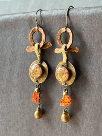 Image 1 of Opal resin earrings (carnelian)