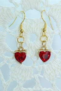Image 1 of  Rhinestone Heart Earrings 
