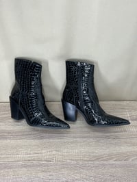 Image 1 of TRUFFLE COLLECTION black faux leather snake print ankle boots