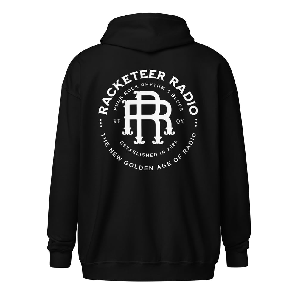 Racketeer Radio KFQX Emblem Unisex heavy blend zip hoodie