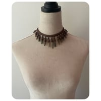 Image 3 of The Empress Necklace - Mixed Jaspers and Dusty Brown Leather Deux
