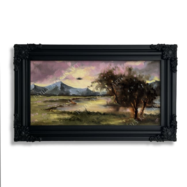 Original Painting Print // 6x12 'UFO Sunset'