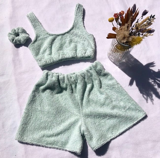 Towelling elastic crop top