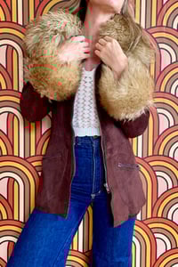 Image 1 of Vintage burgundy suede penny lane coat