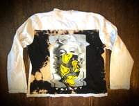 Image 1 of Upcycled “Marilyn Monroe/Trippy” white denim jacket