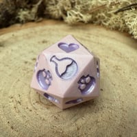 Image 1 of Pink and Lilac Death Save D20 Dice for Dungeons and Dragons