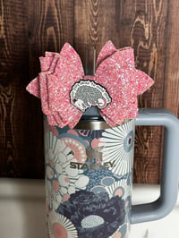 Image 3 of Blue Dream Flower Tumbler Straw Topper Bow