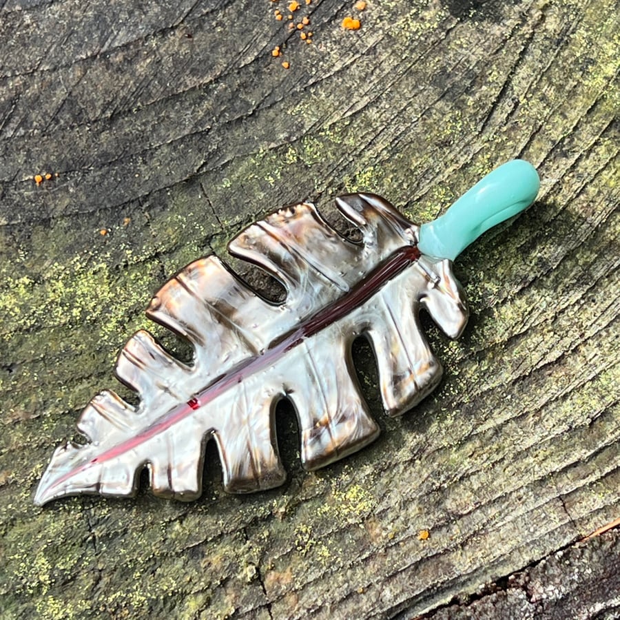 Image of Metallic Monstera Leaf Pendant