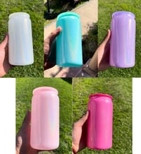 Image 1 of 16oz Shimmer Glass Can With Acrylic Lid