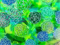 Image 3 of "Botanical Blues and Greens: An Abstract Succulent Symphony"