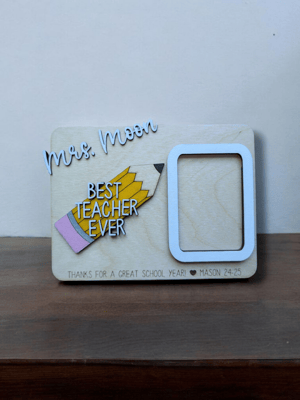 Image of Personalized Wooden Teacher Photo Frame, Teacher Appreciation Gifts, Cute Gifts for Teachers, Custom